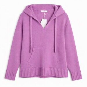 SABLYN Women Niki Oversized 100% Cashmere Hoodie Sweater XS Orchid Pink NEW